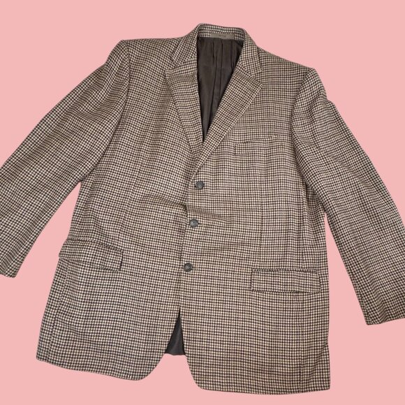 Ermenegildo Zegna Other - Ermenegildo Zegna Silk Cashmere Houndstooth Blazer 50L Made in Italy